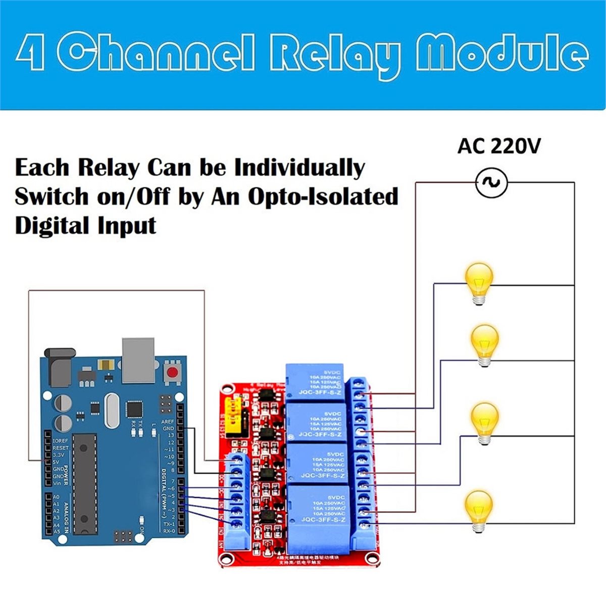 Relay Module 5V - وحدة ريلاي A49T رباعية القنوات 5