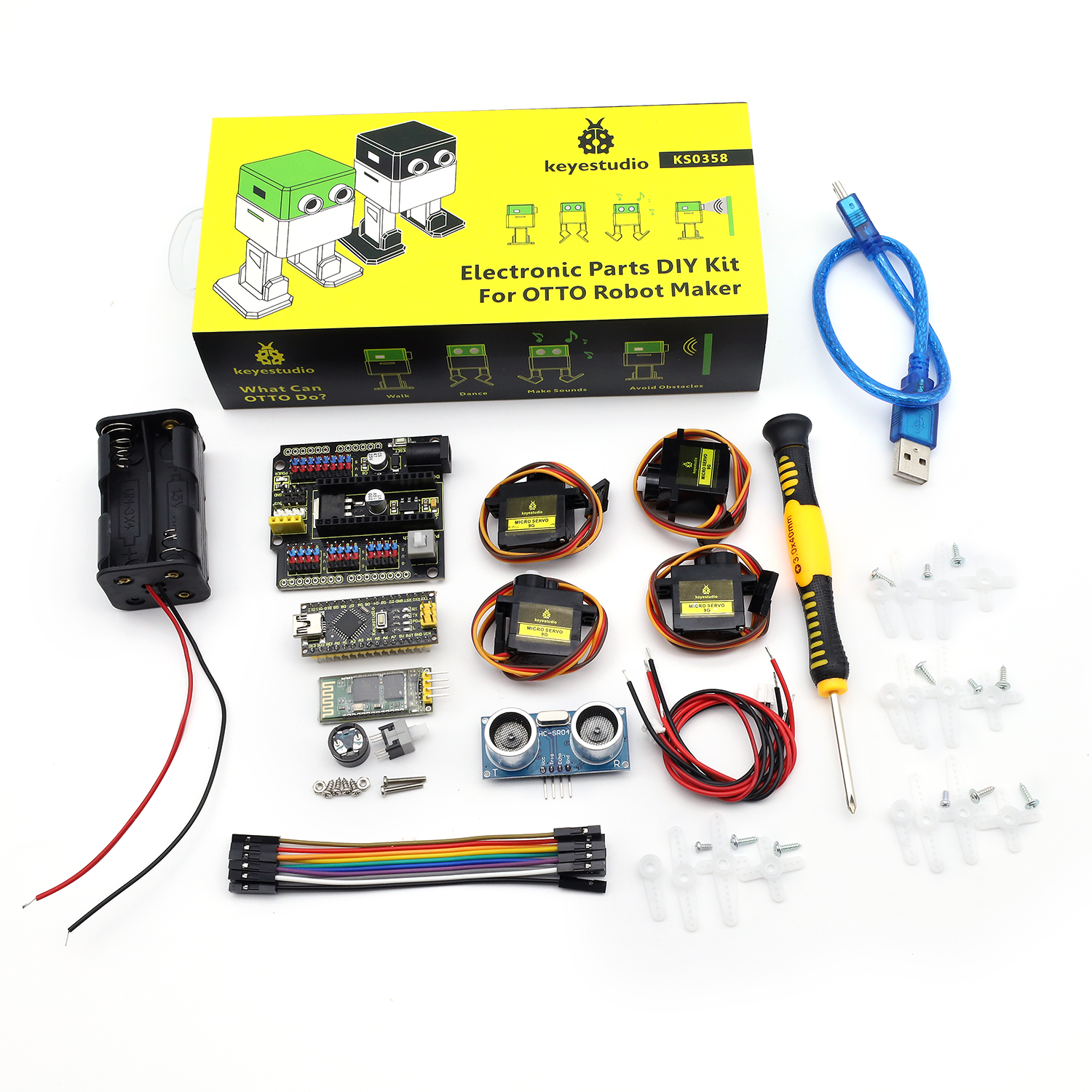 Arduino Uno Starter Kit - مجموعة أدوات المكونات الإلكترونية Keyestudio DIY