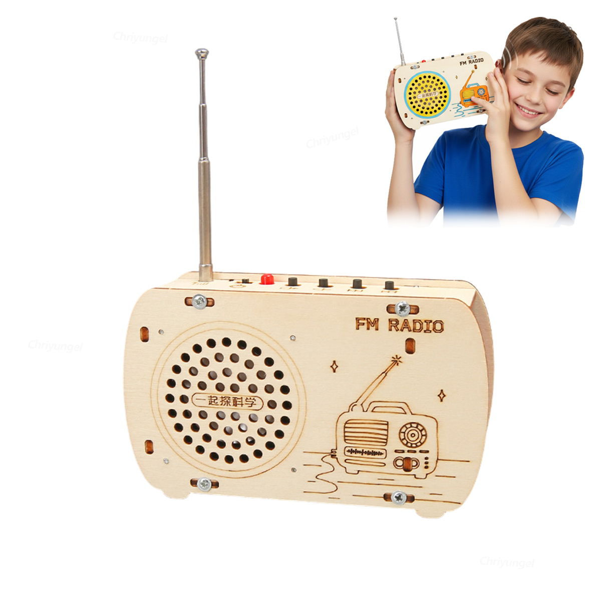 Diy Electronics Radio - طقم راديو خشبي للتركيب الذاتي بتصميم