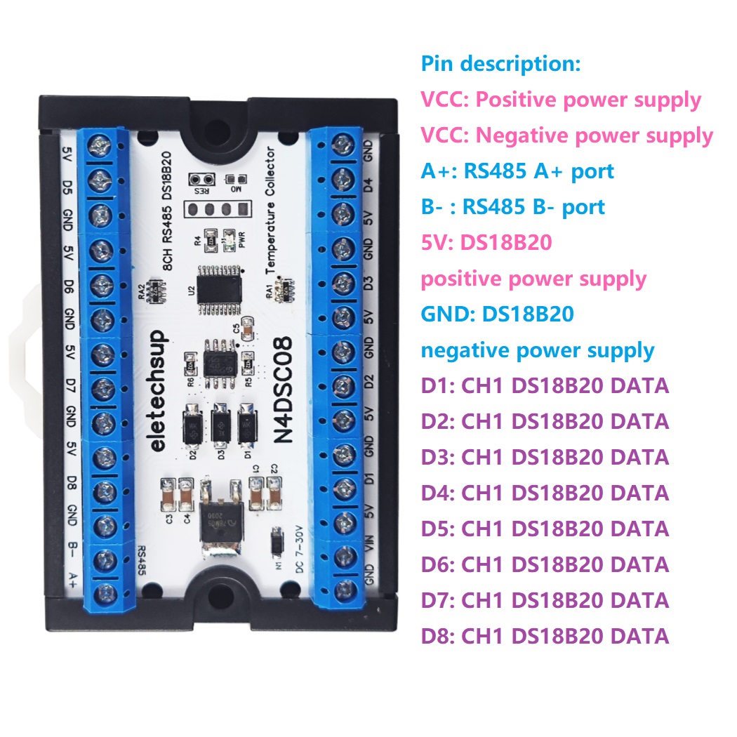 Ds18B20 Temperature Sensor - 8-Way 1-Wire DS18B20 مستشعر درجة الحرارة