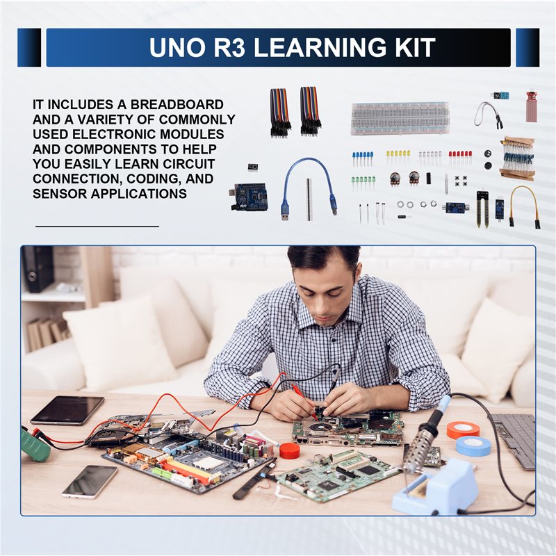 Arduino Uno Starter Kit - مجموعة أدوات B24B للمبتدئين في الأردوينو