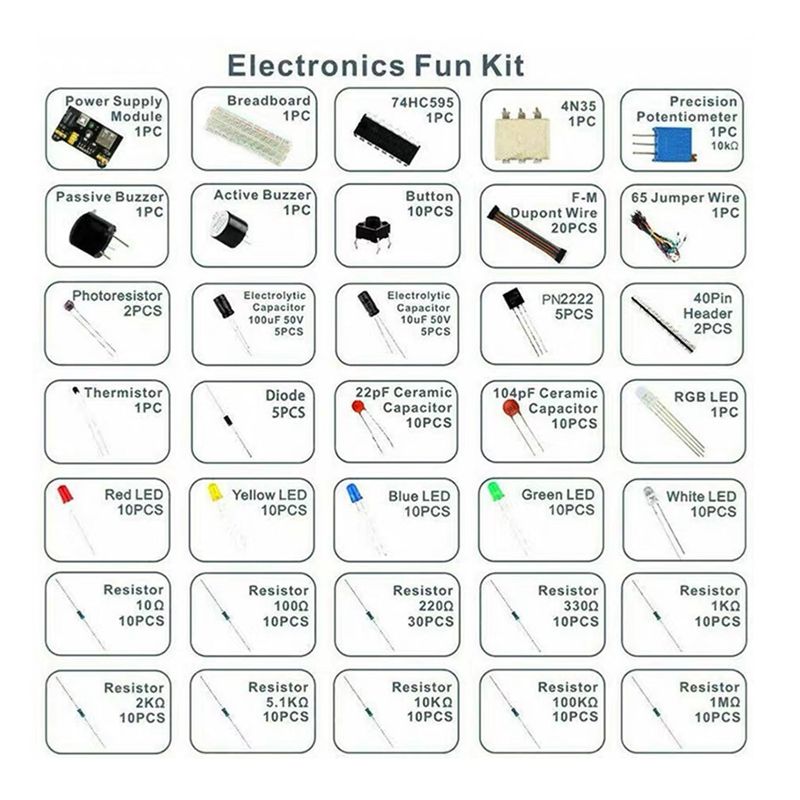 مجموعة أدوات المشروع الإلكترون - مراجعة Diy Electronics Starter Kit وسعره