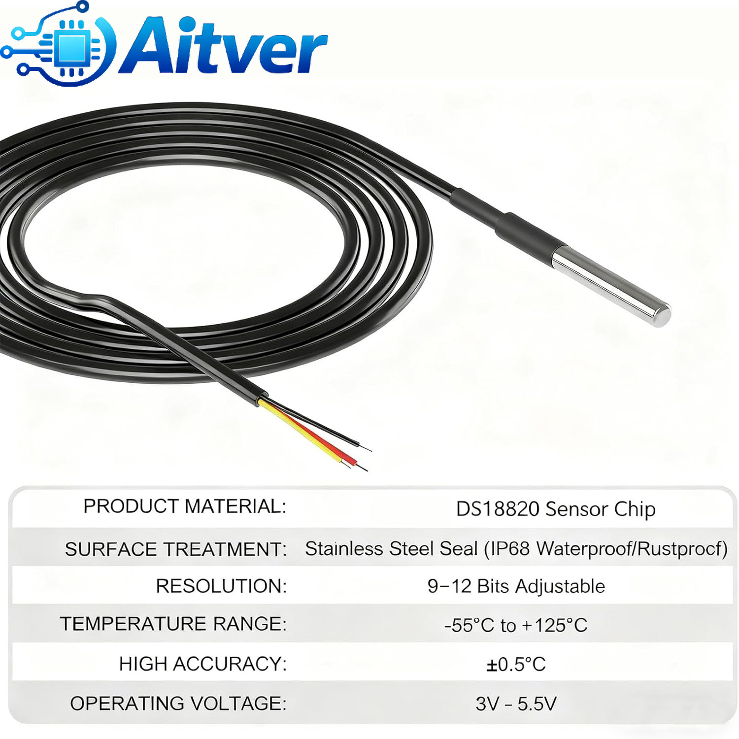 DS18B20 مقاوم للماء استشعار در - مراجعة Ds18B20 Temperature Sensor وسعره