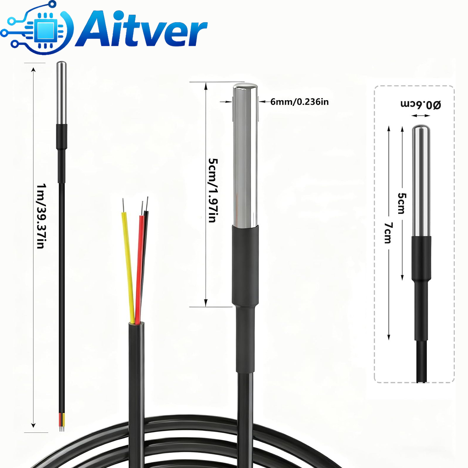 DS18B20 مقاوم للماء استشعار در - مراجعة Ds18B20 Temperature Sensor وسعره
