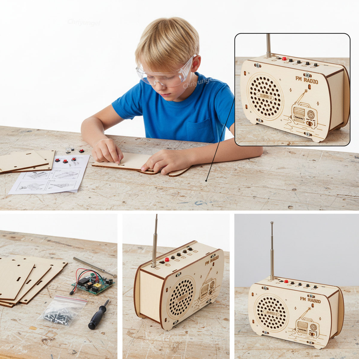 طقم راديو خشبي للتركيب الذاتي  - مراجعة Diy Electronics Radio وسعره