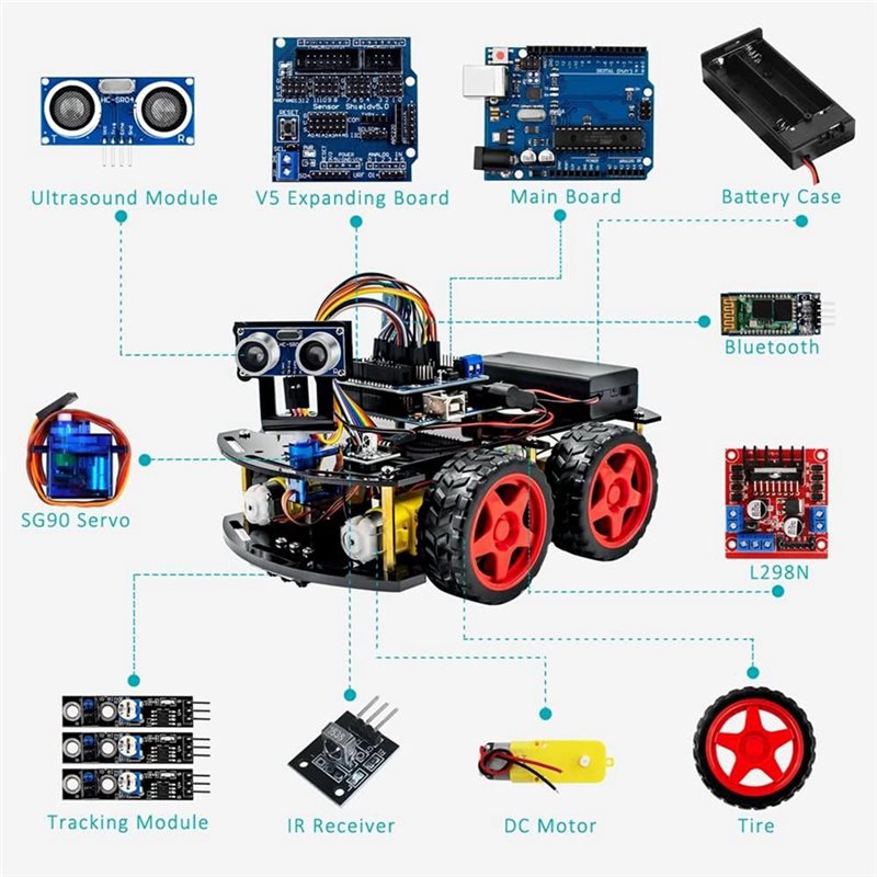 طقم سيارة روبوتية ذكية WOWFU-4 - مراجعة Arduino Uno Starter Kit وسعره