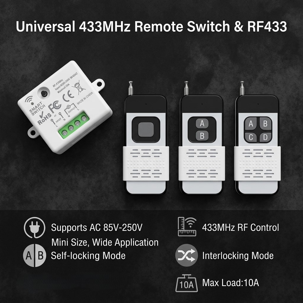 مفتاح تحكم عن بعد لاسلكي 220 ف - مراجعة Rf 433Mhz Module وسعره